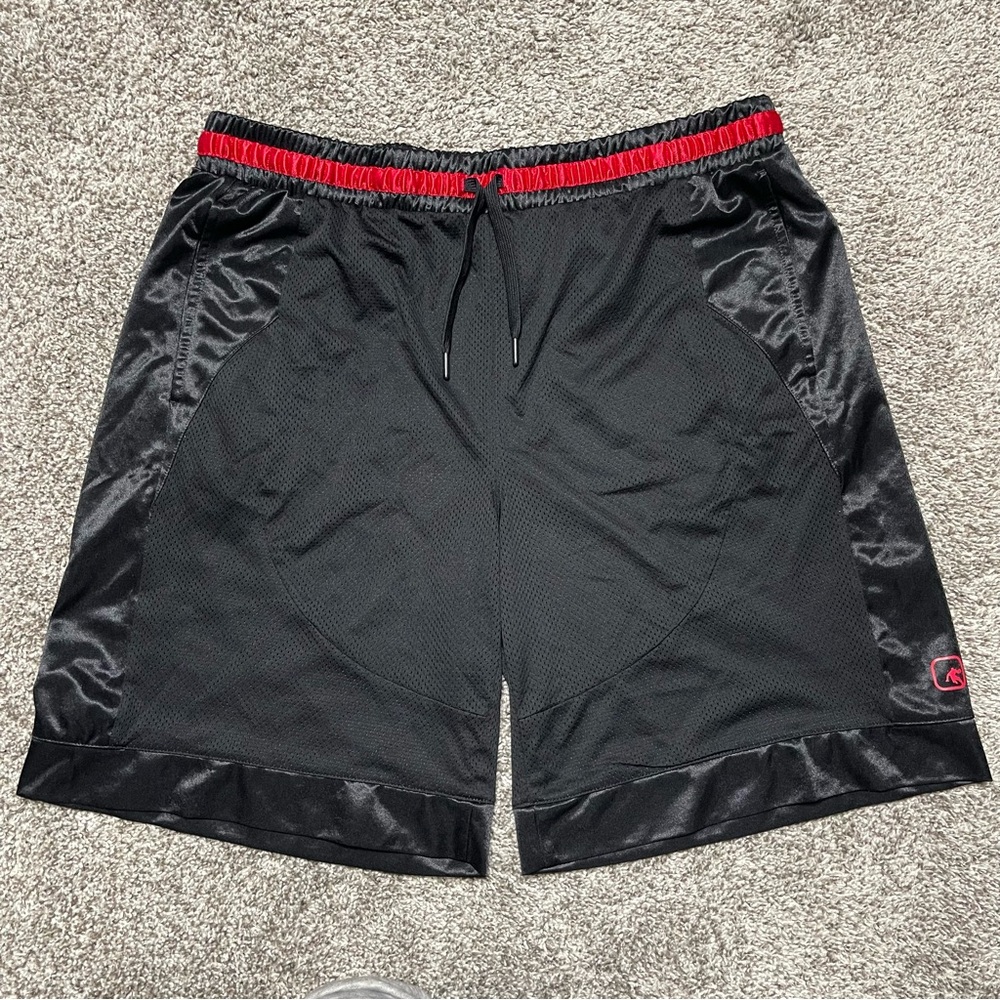 AND1 Basketball Mesh Shorts Black Red Lightweight Performance Size 2XL